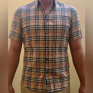 May Discounts! Mens BURBERRY Brit Short Sleeve Shirt (Size M)